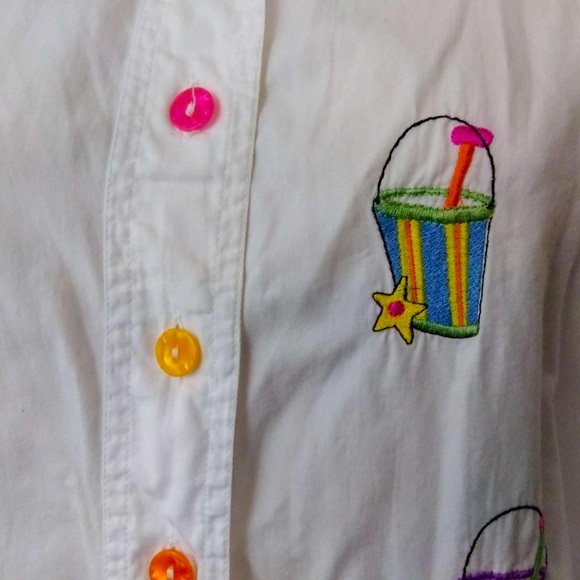 Silver Threads Size S Beach Pail Embroidered Shirt Swimsuit Coverup - Picture 3 of 8